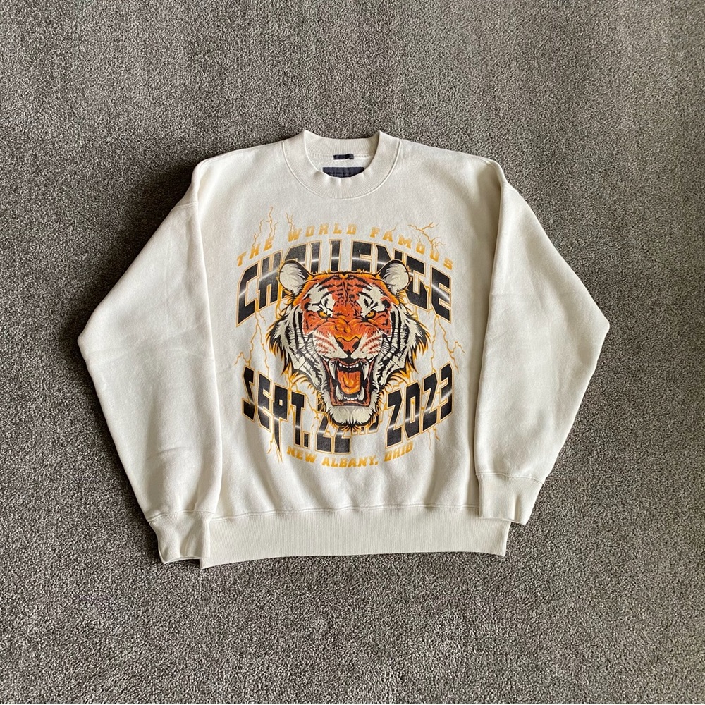 The World Famous Challenge Sweatshirt, Size Small (oversized) Color = Cream